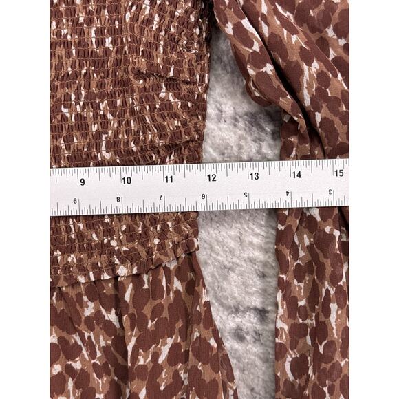 Aritzia Dress Small Womens Wilfred Tempest Smocked Chiffon Long Sleeve Mini - Picture 6 of 9